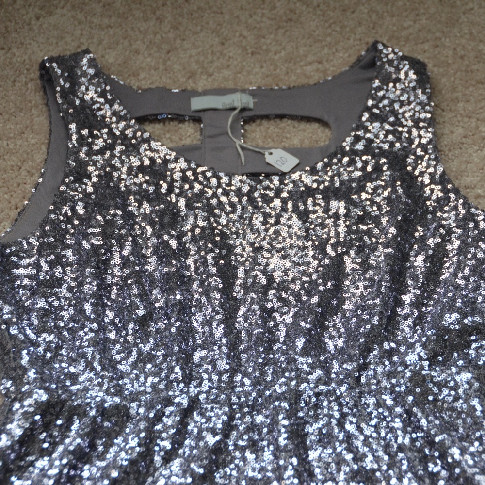 Silver Sequin Dress With Dramatic Back - image 4